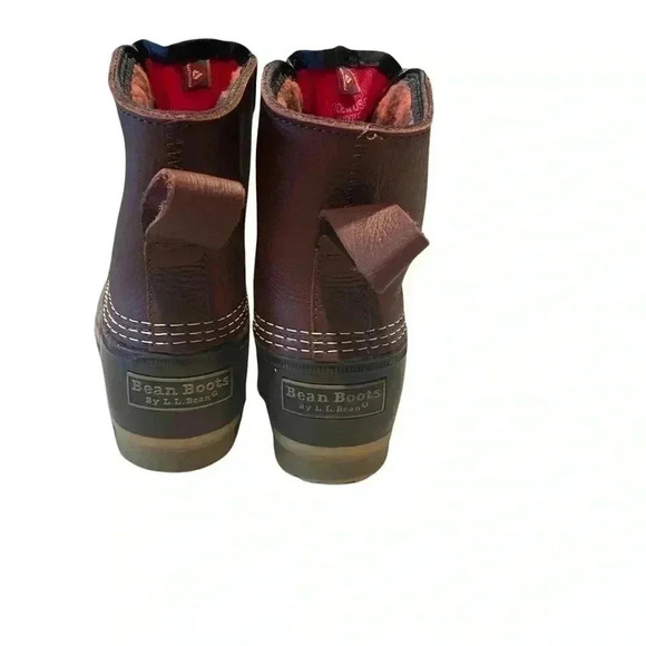 LL BEAN Woman’s Tan Bean Boots 7” Shaft Buffalo Check Fleece Lined Zip Front 7 - Picture 7 of 12